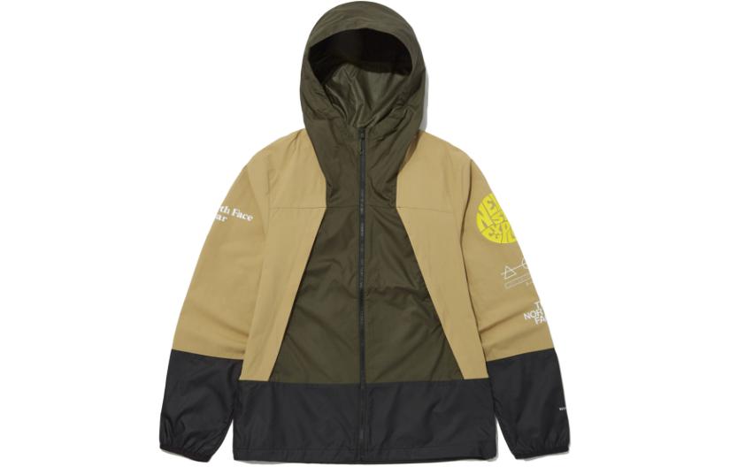 TNF SS23 Patchwork Letter Print Zip Hoodie Jacket - Khaki Brown NJ3BP29B