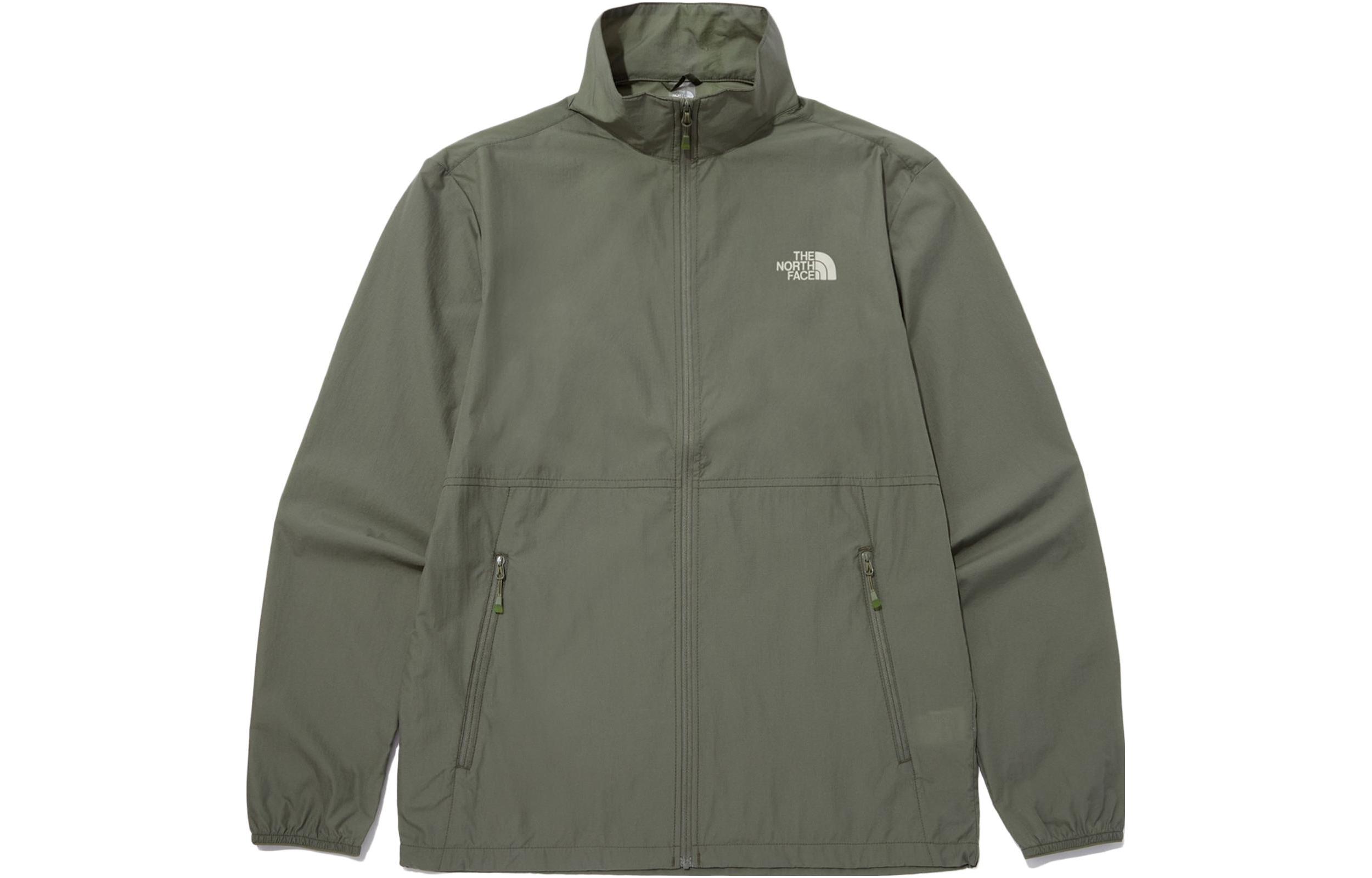 TNF SS23 Solid Logo Print Green Long-Sleeve Jacket for Men NJ3LP04C