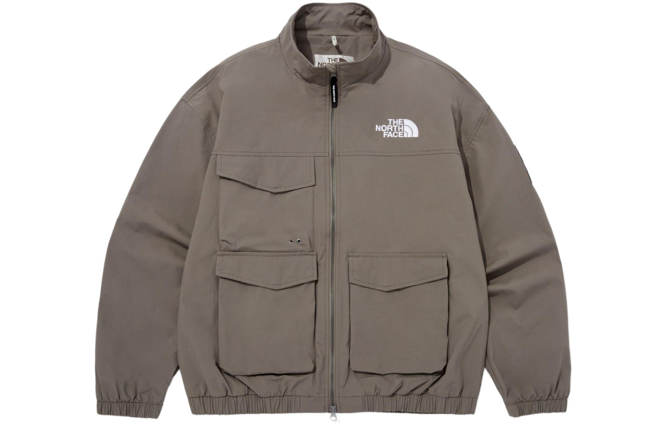 TNF SS24 Logo Embroidered Windproof Waterproof Jacket Beige Unisex NJ3BQ02L