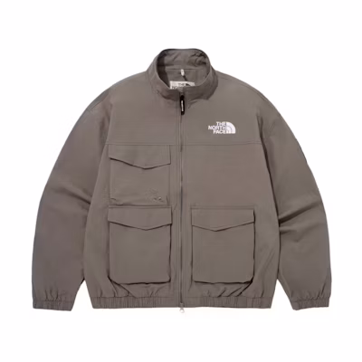 TNF SS24 Logo Embroidered Windproof Waterproof Jacket Beige Unisex NJ3BQ02L