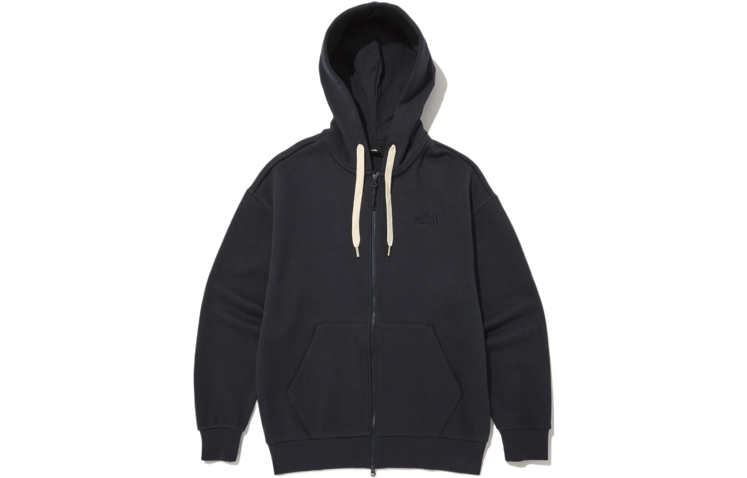 TNF Straight Logo Navy Full-Zip Hoodie Jacket Unisex Casualwear NJ5JN52B