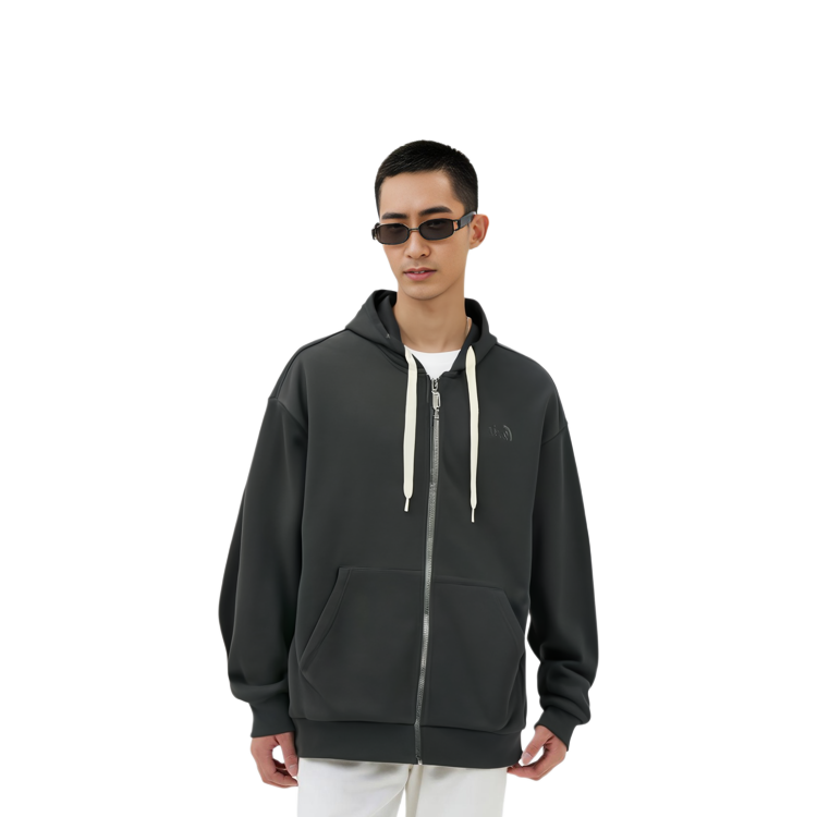 TNF Straight Zip Hoodie Black Unisex Kangaroo Pocket Sweatshirt NJ5JN52A 圖 4