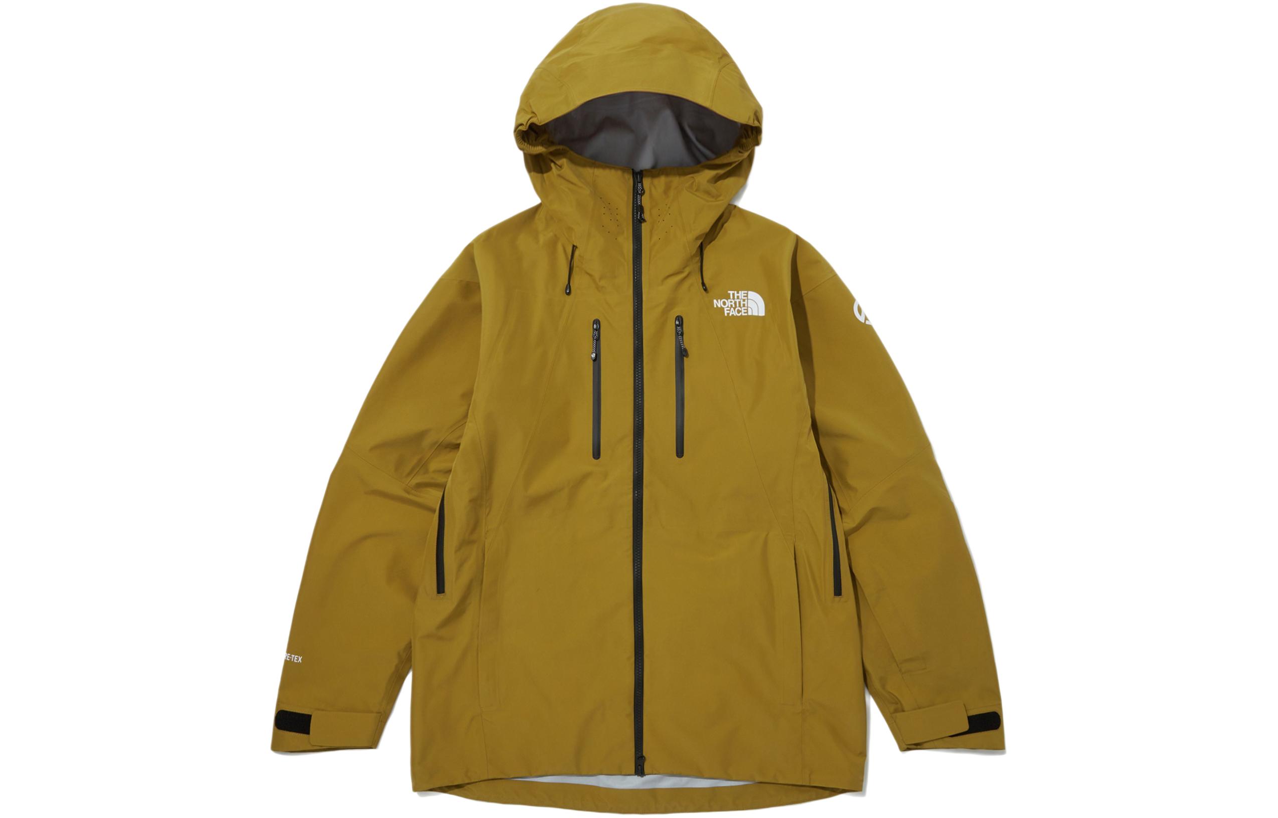 TNF Summit Logo Waterproof Hoodie Jacket Men’s Mustard Green NJ2GP76B