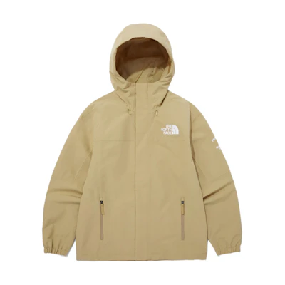 TNF Tan Logo Print Hooded Jacket with Dual Zippers NJ2HQ02B