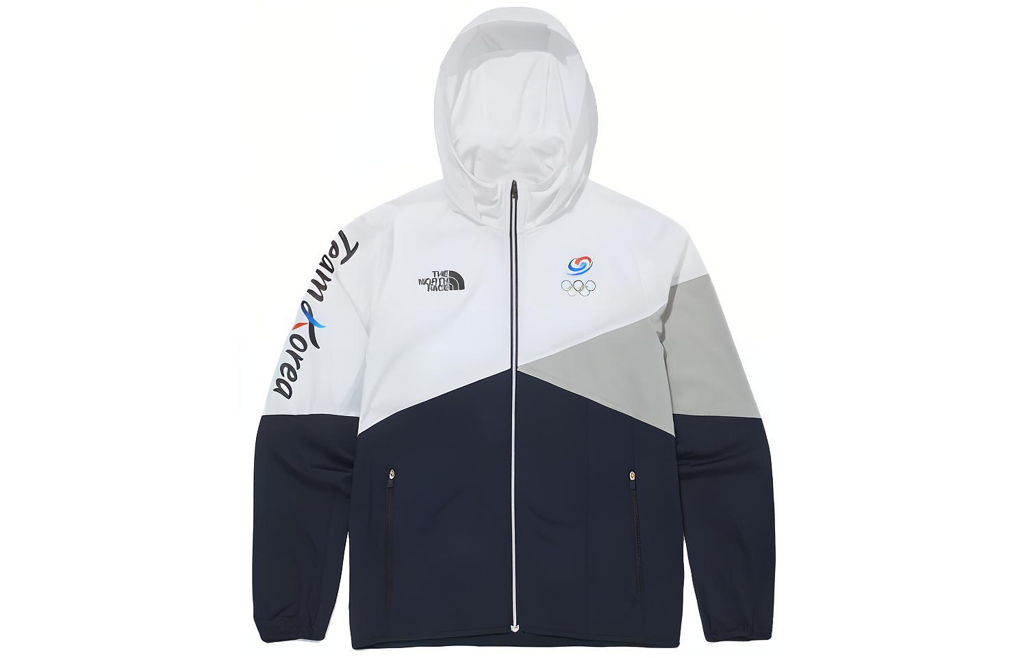 TNF Team Korea Tacma Olympic Logo Colorblock Hoodie Jacket White Men OJ5JL16J