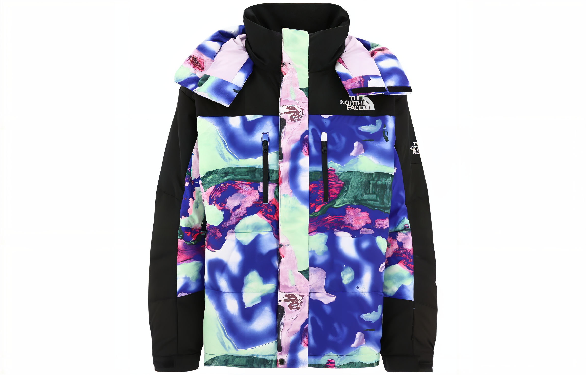 TNF Tie-Dye Colorblock Embroidered Logo Hoodie Jacket Blue NF0A83J-899