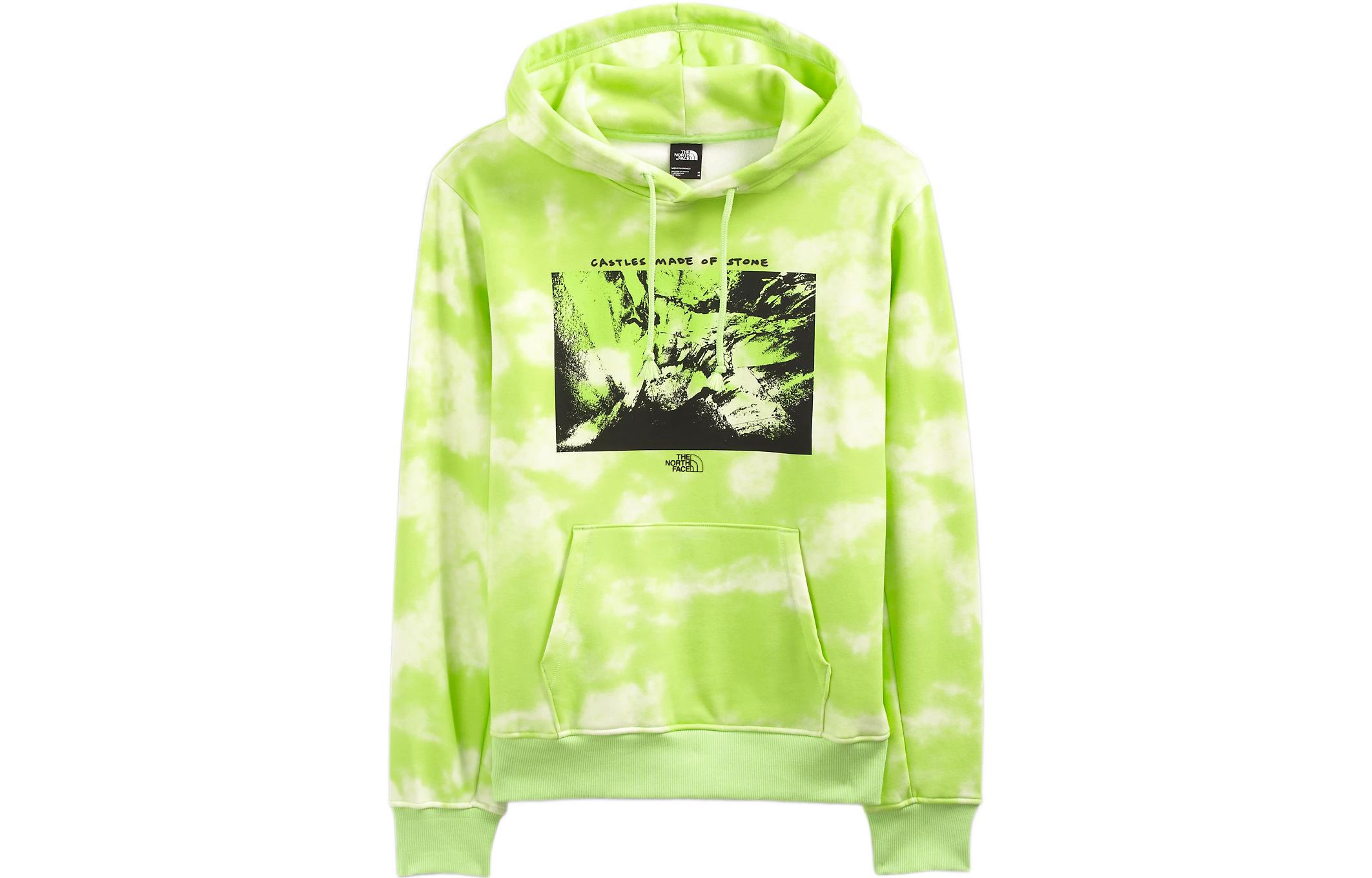 TNF Tie-Dye Pullover Hoodie with Front Graphic - Neon Yellow NF0A7QA3-4Y8