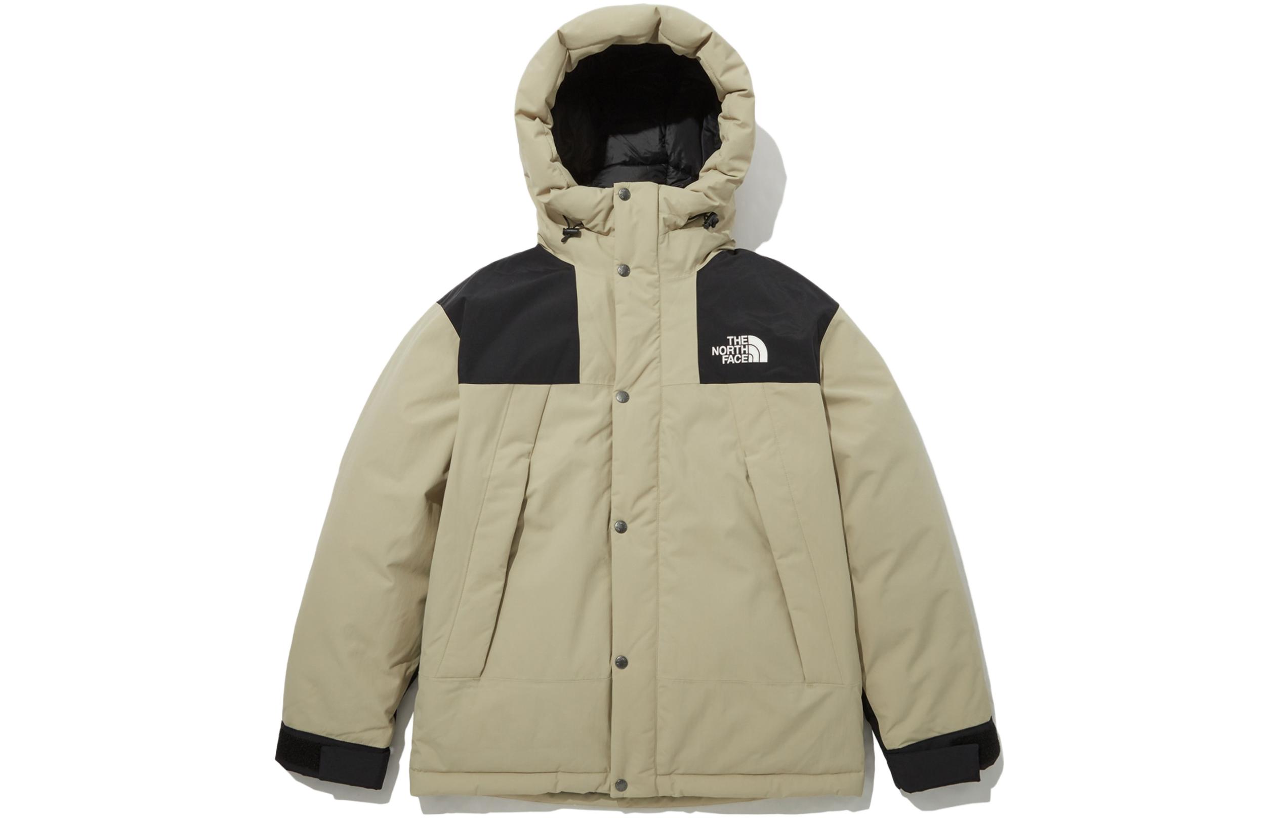 The North Face Ultimate Down Jacket Khaki Unisex Retro Logo Hooded Coat NJ2DP63A
