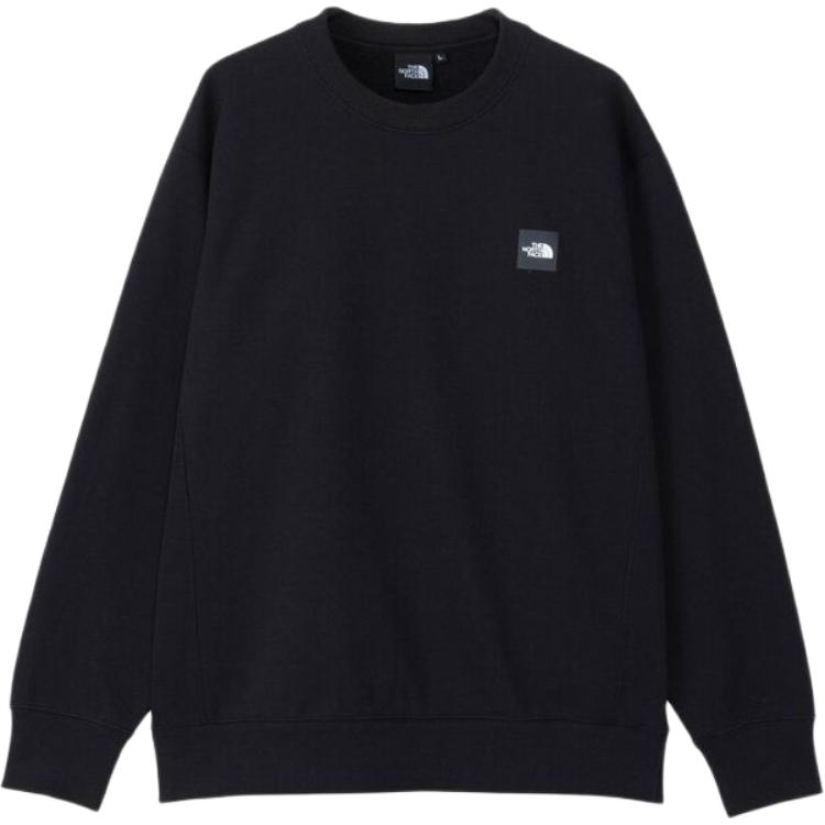 TNF Unisex Black Crewneck Logo Sweatshirt Long Sleeve Solid Color NT12334-K