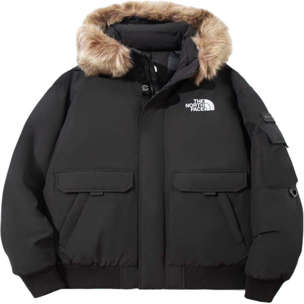 TNF Unisex Black Down Jacket with Logo and Hoodie NI1DP56A