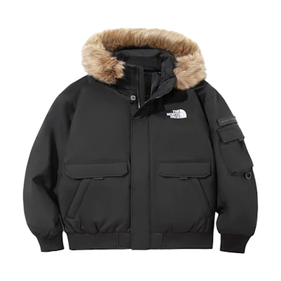 TNF Unisex Black Hooded Puffer Jacket NI1DP56F