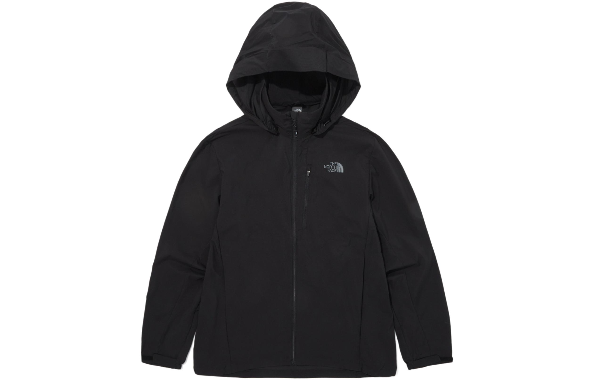 TNF Unisex Black Logo Hooded Zip-Up Loose-Fit Jacket NJ3LQ01A