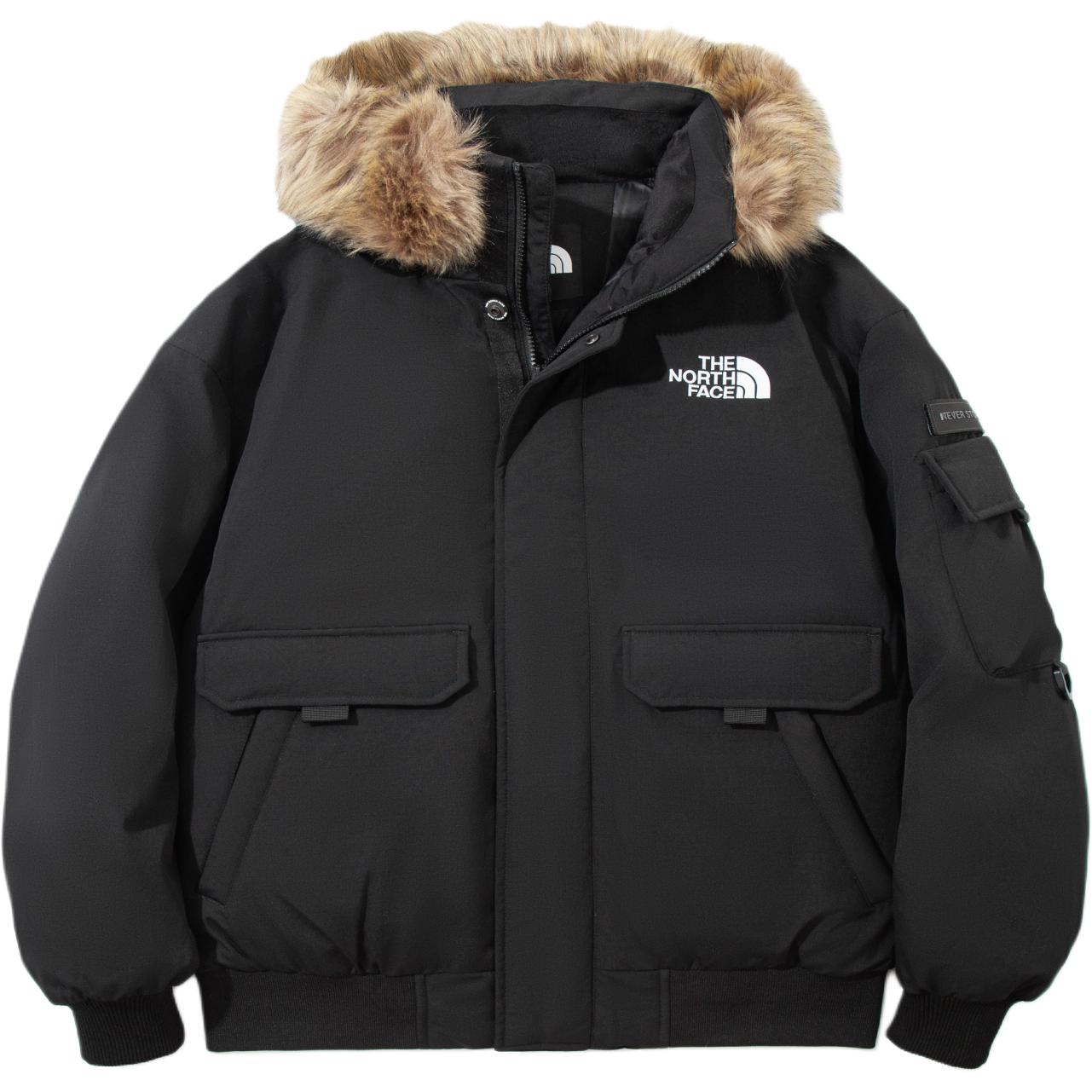 TNF Unisex Black Logo Zip-up Hooded Down Jacket NI1DP51F