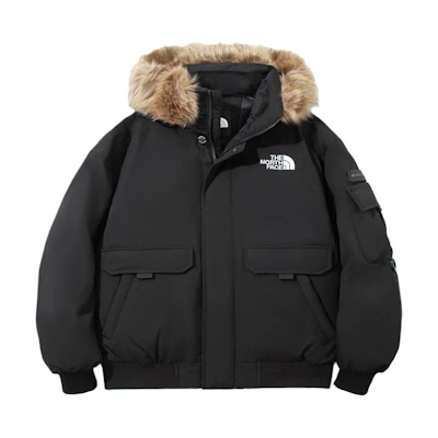 TNF Unisex Black Logo Zip-up Hooded Down Jacket NI1DP51F