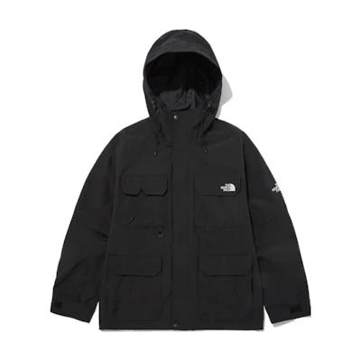 TNF Unisex Black Multi-Pocket Outdoor Jacket with Logo Embroidery. NJ3BN50J
