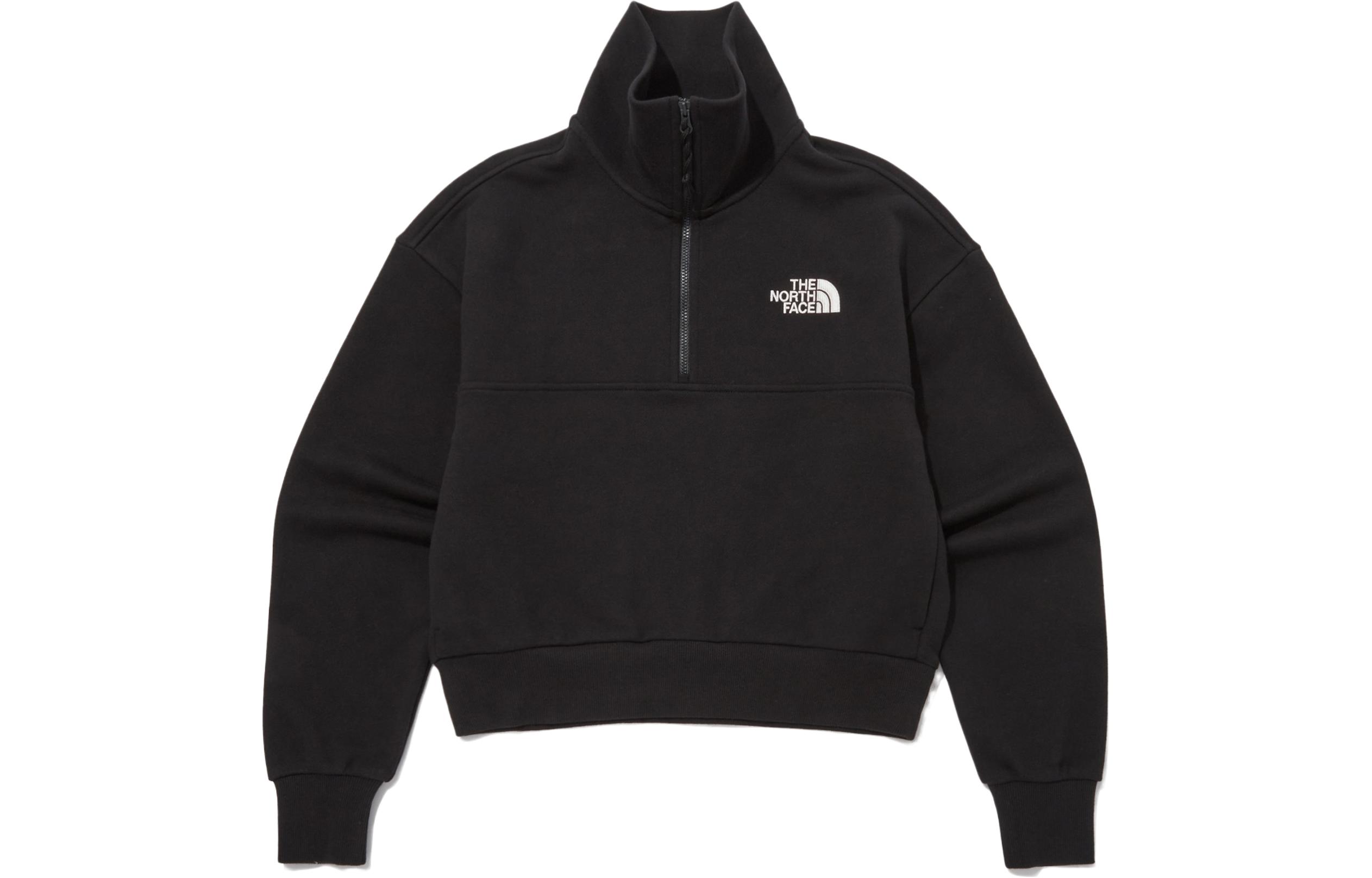 TNF Unisex Black Solid Color Stand Collar Sweatshirt NM5MP56A