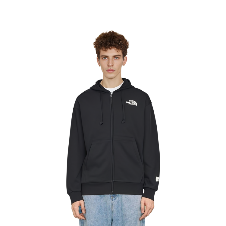 TNF Unisex Black Solid Oversized Zip-Up Hoodie with Hood NJ5JP51K 圖 5