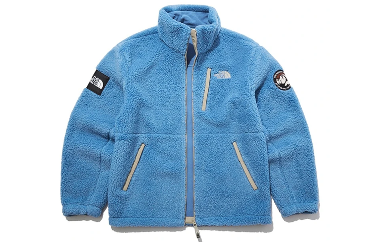 TNF Unisex Blue Fleece Jacket with Full Zip and Stand Collar NJ4FL69J