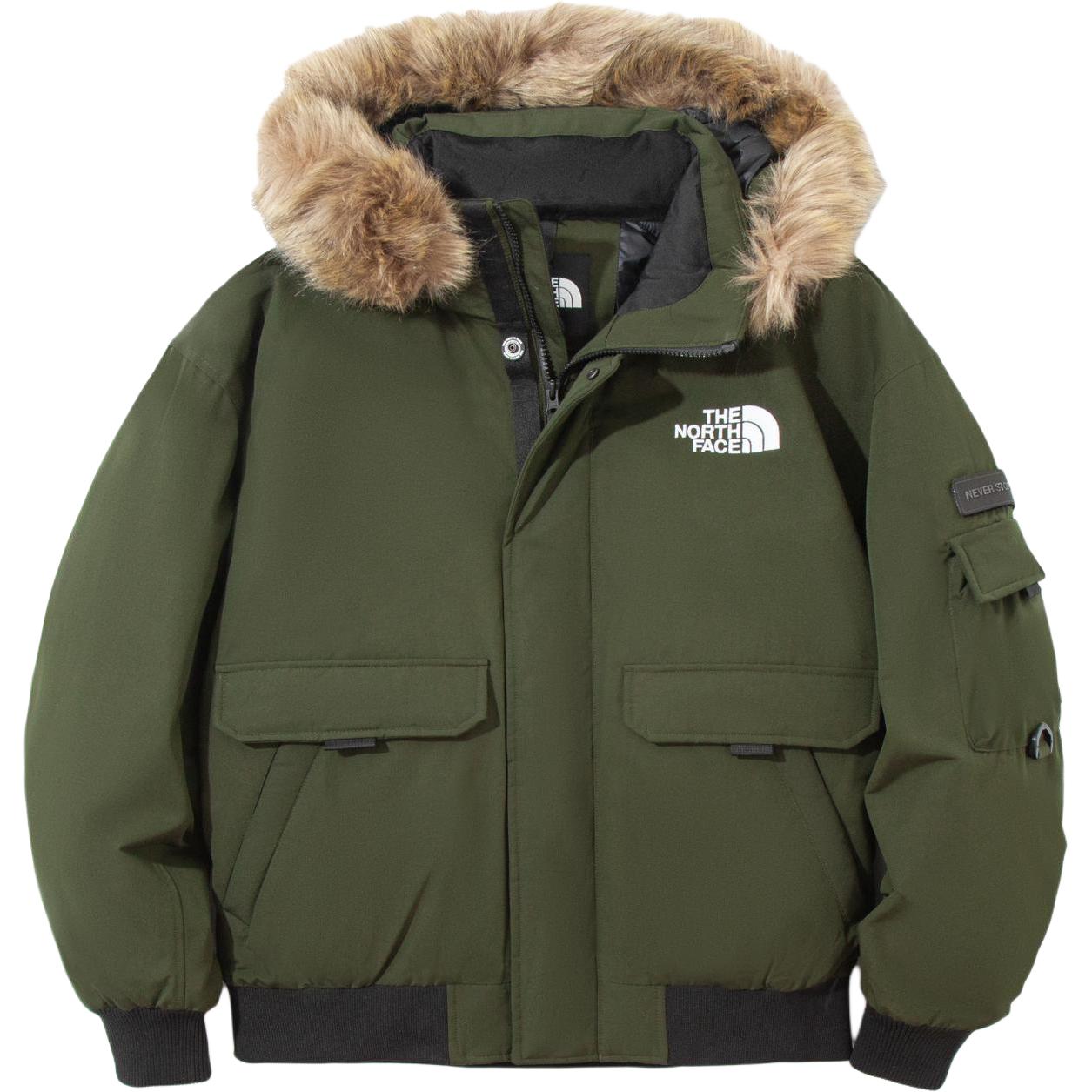 TNF Unisex Comfortable Zip-Up Hooded Down Jacket Green NI1DP56E 圖 2