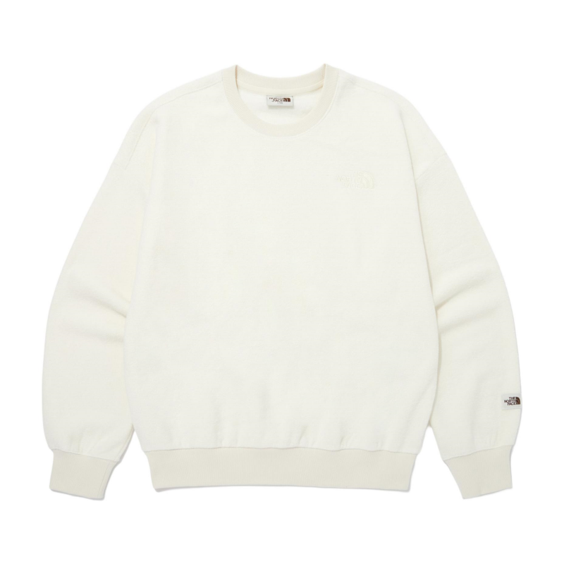 TNF Unisex Embroidered Fleece Crewneck Sweatshirt White NM5MQ06L