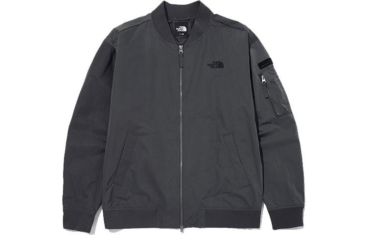 TNF Unisex Gray Baseball Collar Jacket with Logo Print NJ3BN02B