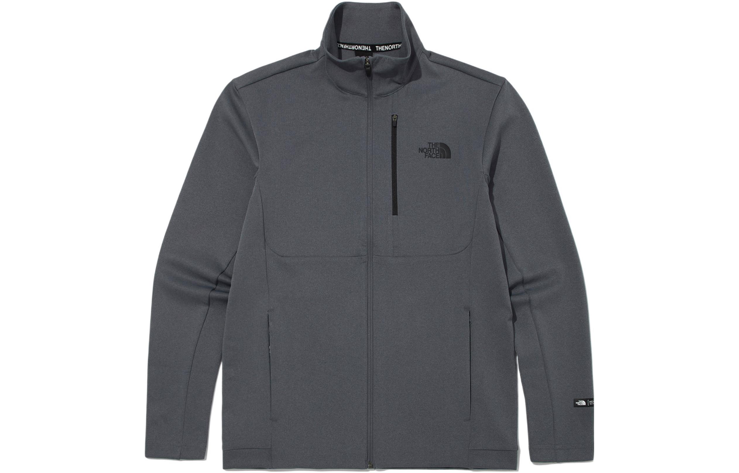 TNF Unisex Grey Solid Logo Embroidered Zip-Up Jacket NJ5JM50B