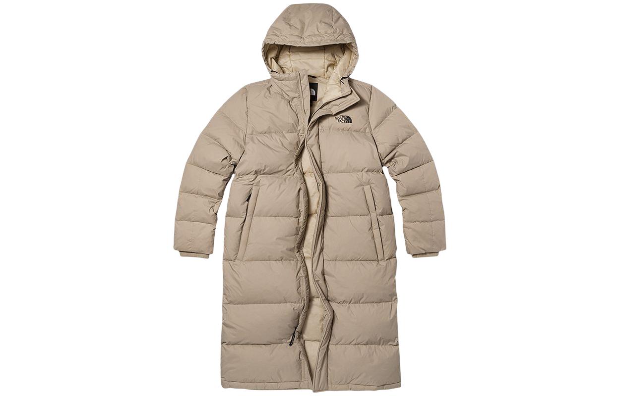 TNF Unisex Khaki Hooded Goose Down Parka with Logo NF0A81P7-CEL