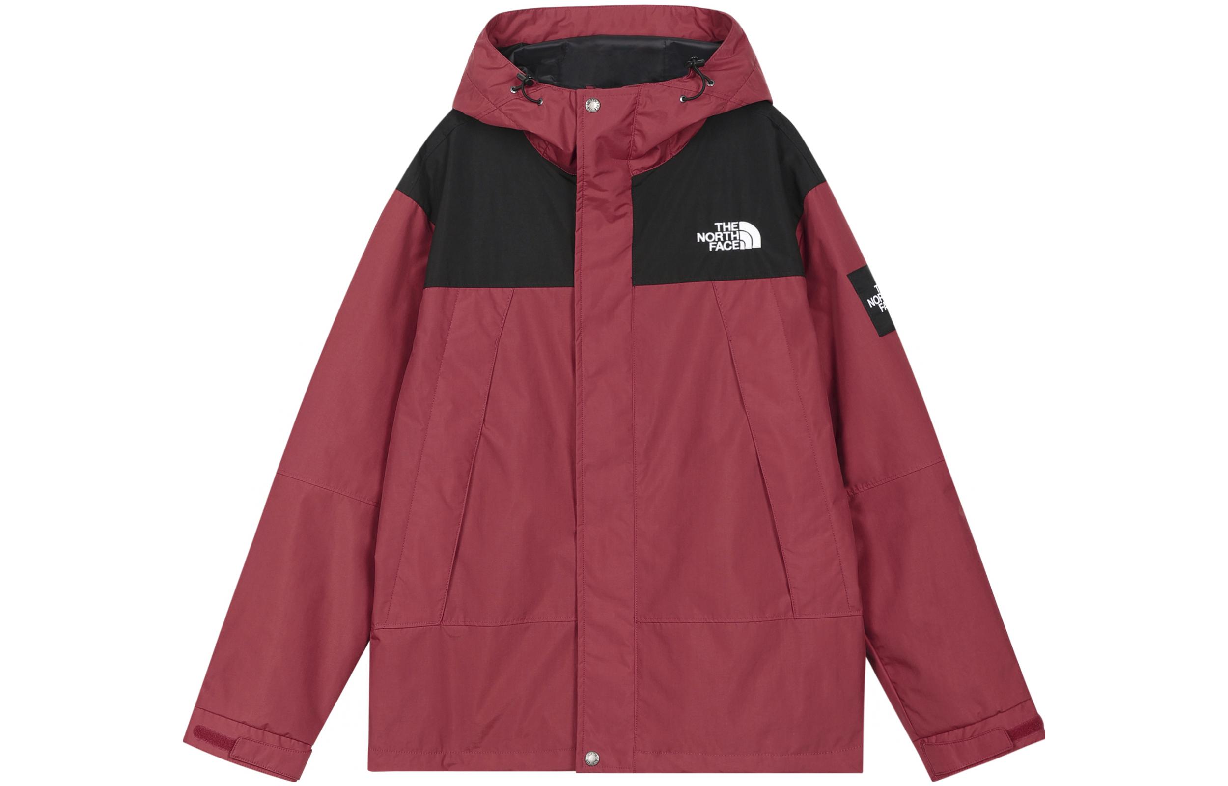 The North Face Unisex Logo Embroidered Colorblock Hooded Jacket Red NI3BN58J