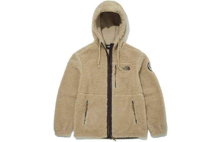 The North Face Unisex Logo Fleece Hoodie Jacket Khaki NJ4FM57C