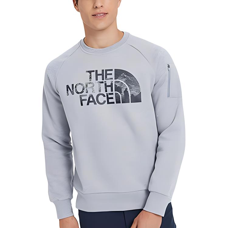 TNF Unisex Logo Print Knit Pullover Sweatshirt Gray NF0A3VUB-X8A