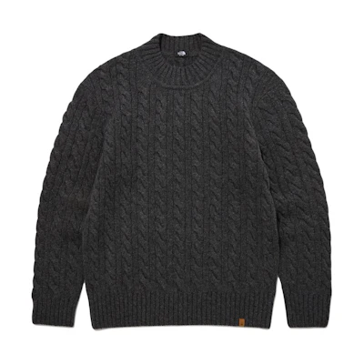 TNF Unisex Merino Wool Cable Sweater Charcoal Grey NT7AP50C