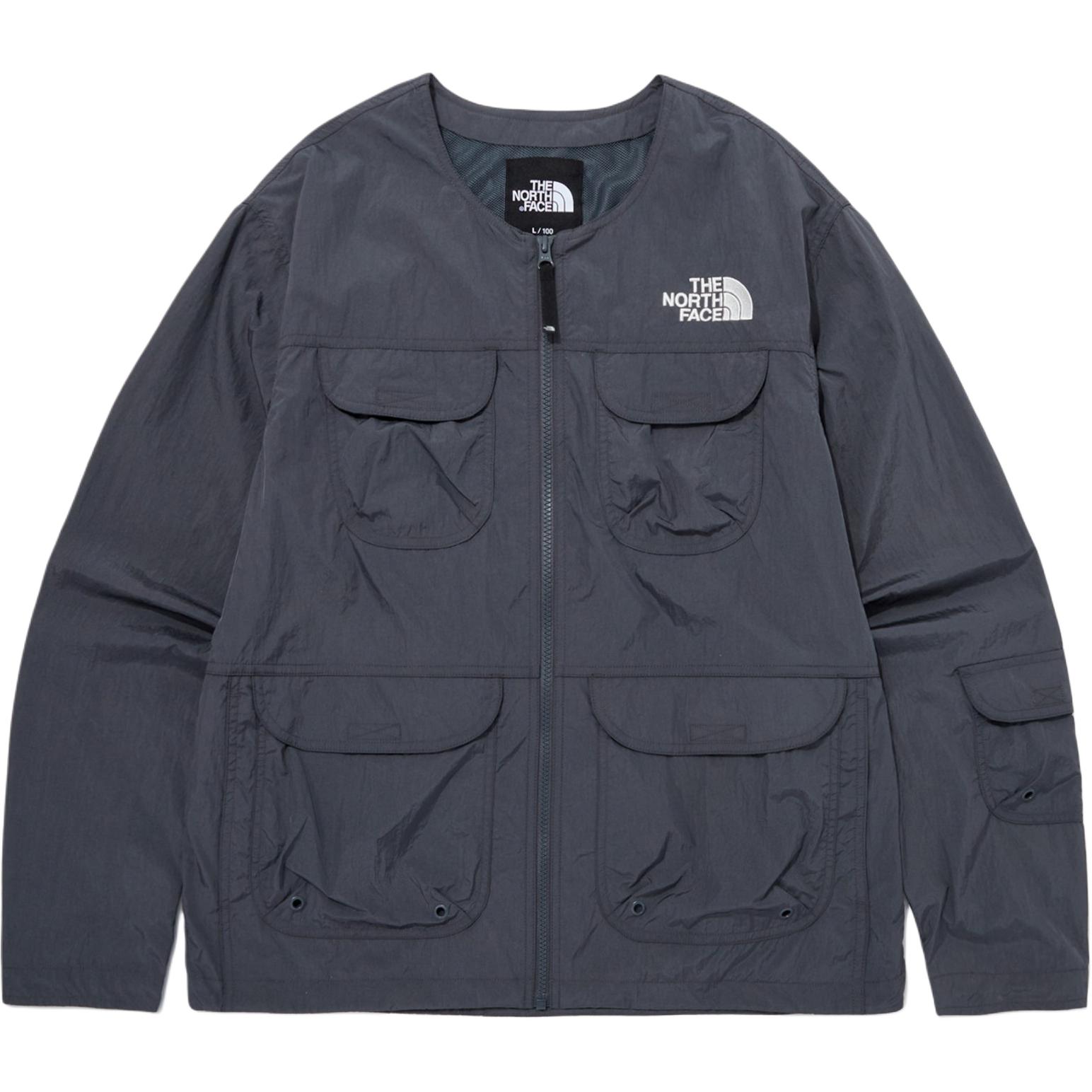 Buy The North Face 男女款灰色單色拉鍊工裝外套 NJ3LQ06A