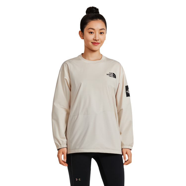 Purchase 北面男女同款宽松版印花标志圆领卫衣 米白色 NM5MP05K