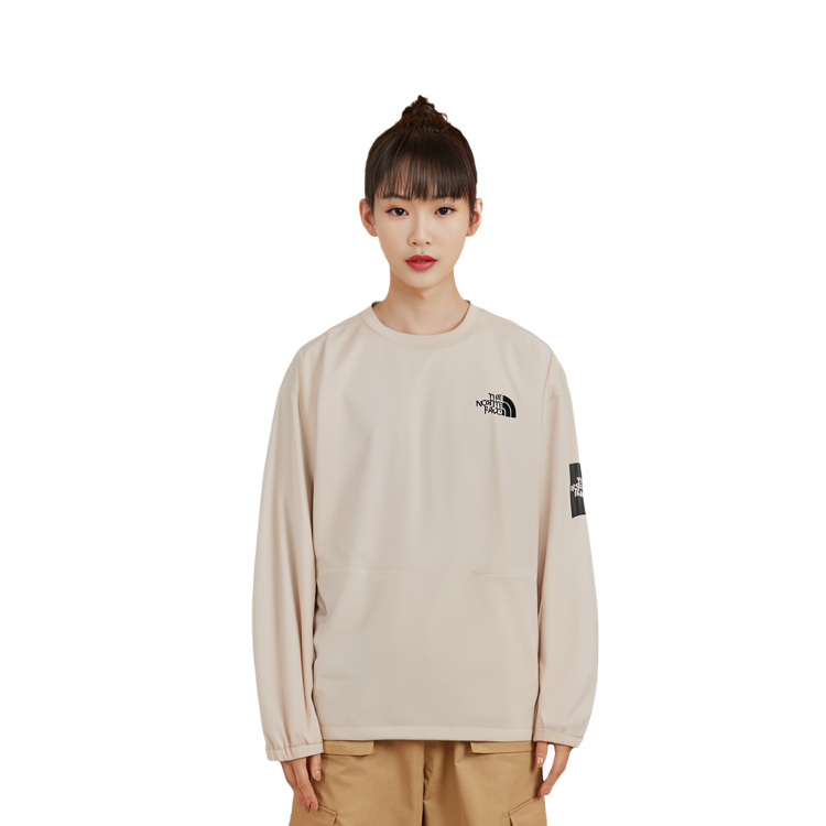 Details for 北面男女同款宽松版印花标志圆领卫衣 米白色 NM5MP05K