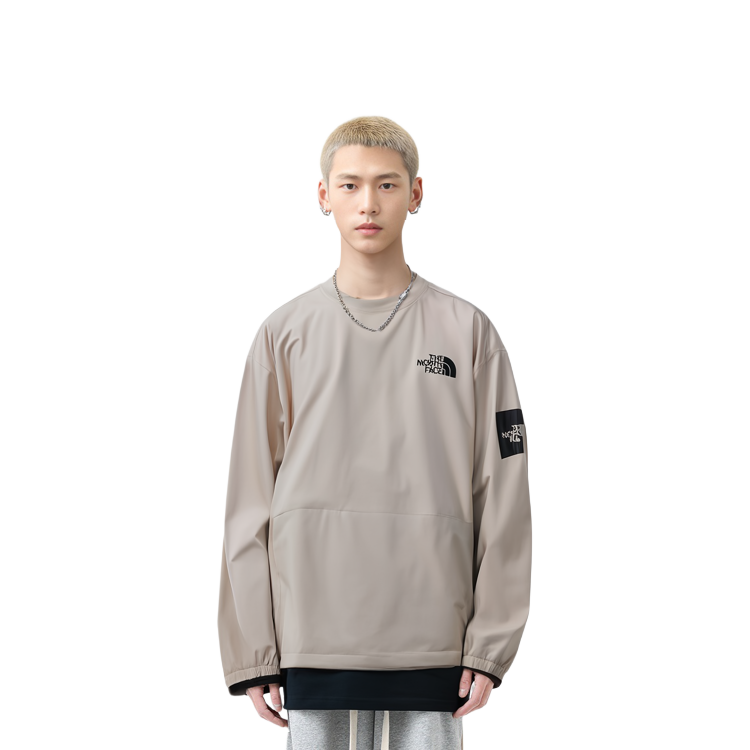 Cheap 北面男女同款宽松版印花标志圆领卫衣 米白色 NM5MP05K