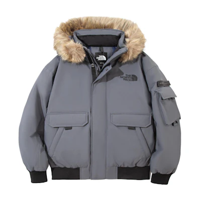 TNF Unisex Silver Grey Hooded Down Jacket NI1DP51H