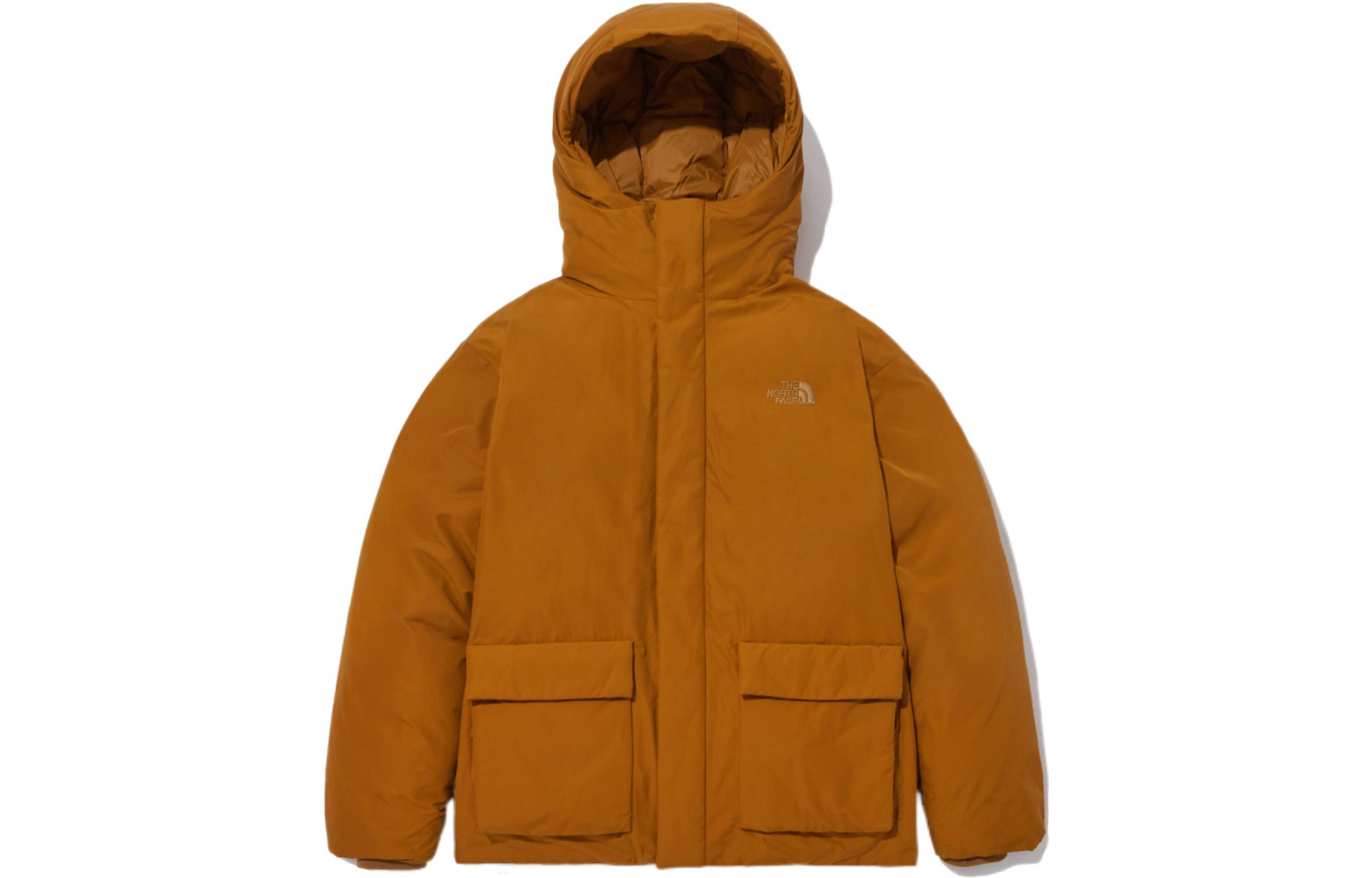 TNF Unisex Solid Color Hooded Down Jacket with Full Zip and Large Pockets NJ1DN67C