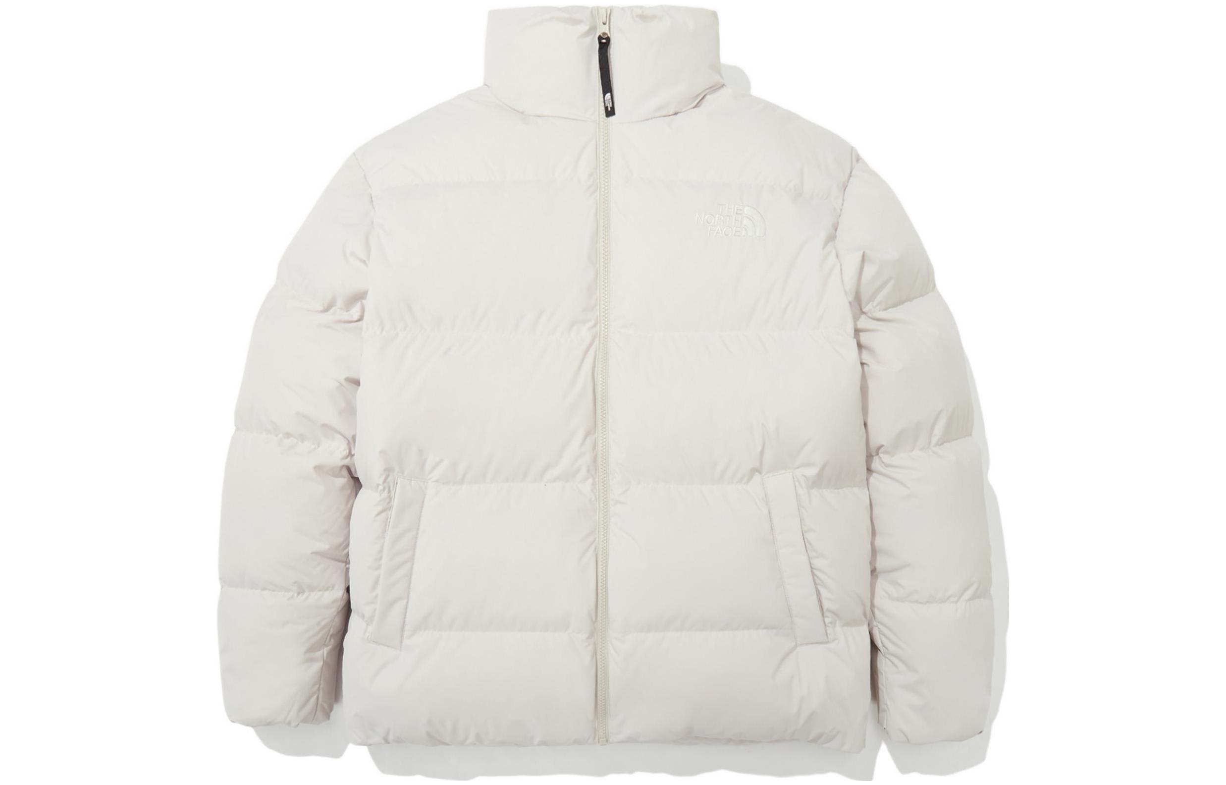 TNF Unisex Solid Color White Down Jacket with Zipper NJ1DN84B