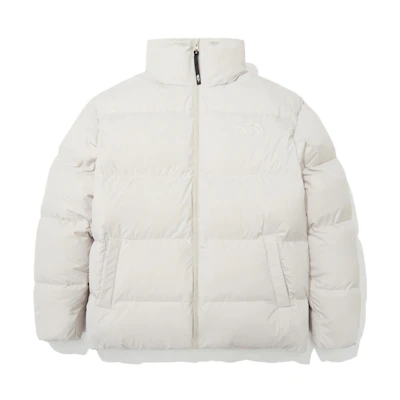 TNF Unisex Solid Color White Down Jacket with Zipper NJ1DN84B