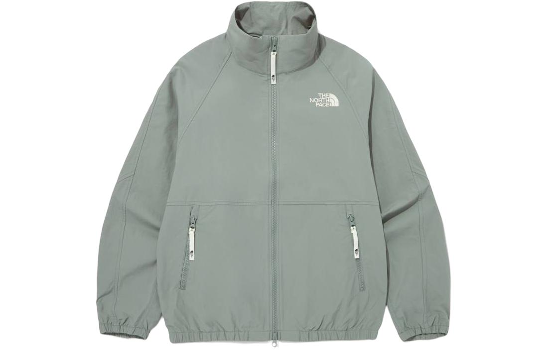 TNF Unisex Solid Logo Light Green High Neck Jacket Long Sleeve NJ3BQ07L