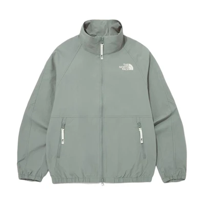 TNF Unisex Solid Logo Light Green High Neck Jacket Long Sleeve NJ3BQ07L