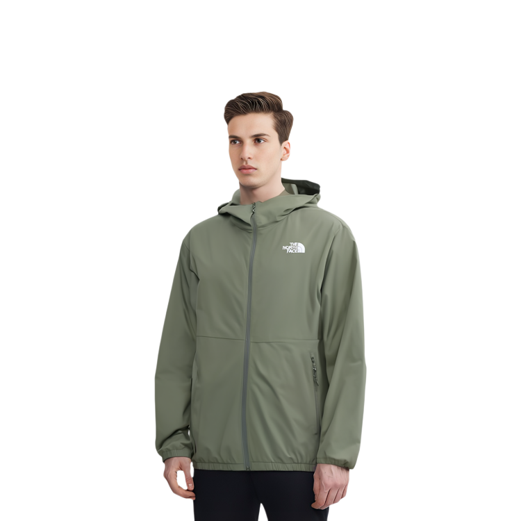 TNF Unisex Solid Logo Zip-Up Hoodie Jacket Light Khaki NJ3BQ11K 圖 5