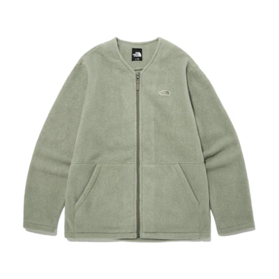 TNF Unisex Solid V-Neck Zip Jacket Green NJ5JP29C