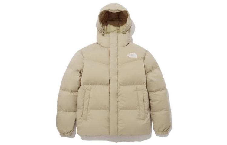 TNF Unisex Wheat Down Jacket with Logo Print and Full-Zip Hoodie NJ1DP52K