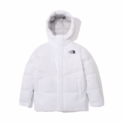 TNF Unisex White Hooded Down Jacket with Embroidered Logo NJ1DN52L