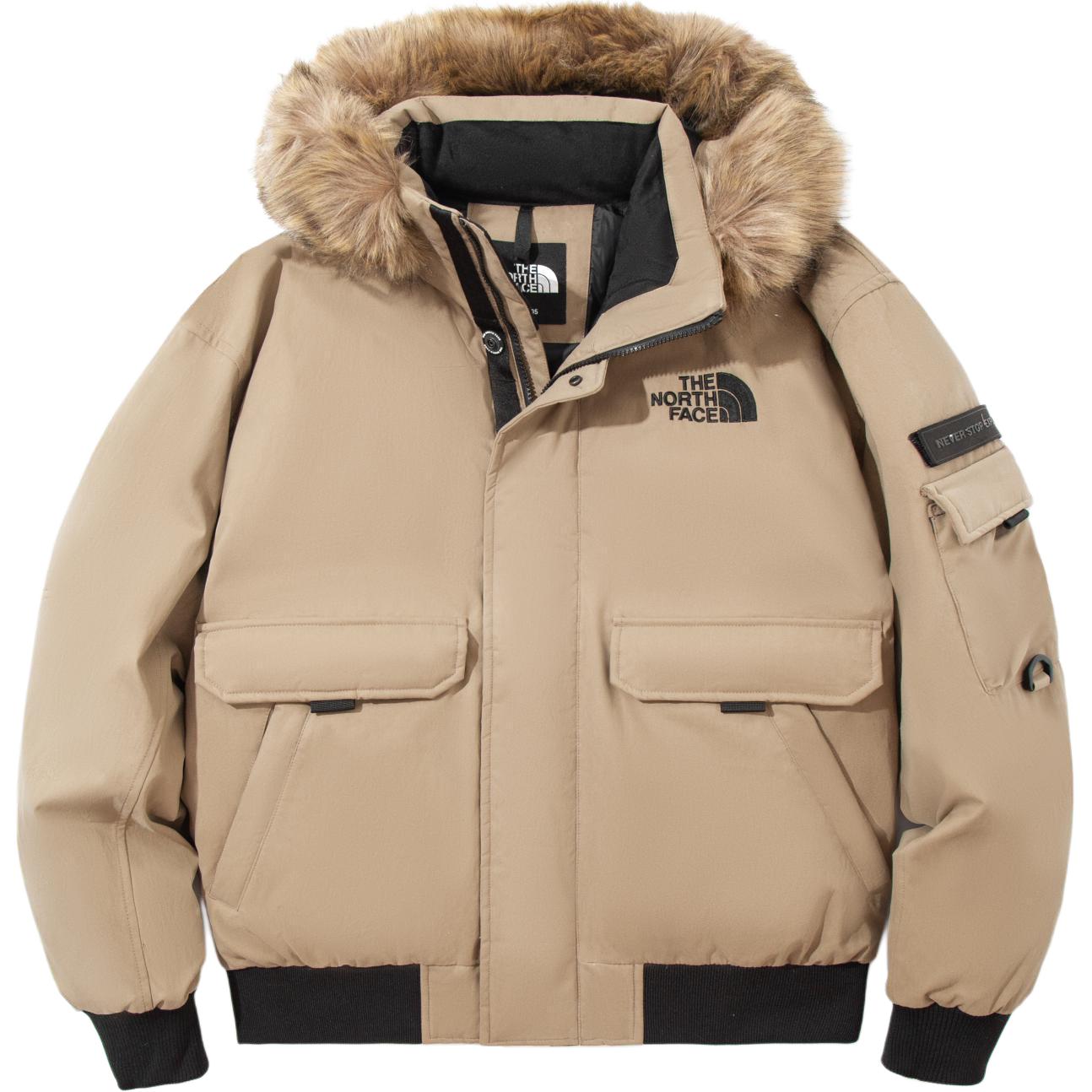 TNF Unisex Zip-Up Hooded Down Jacket - Dark Beige NI1DP57F