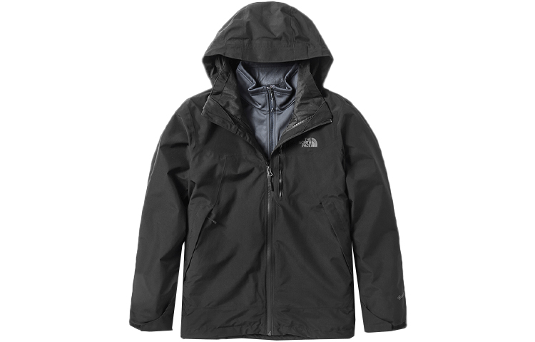 TNF Urban Exploration 3-in-1 Black Hooded Jacket - Waterproof & Warm NF0A49B7-KX7