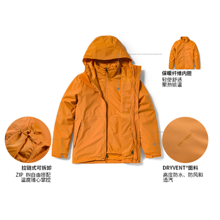 TNF Urban Exploration 3-in-1 Waterproof Windproof Jacket Yellow Men NF0A81RN-6R2 圖 6