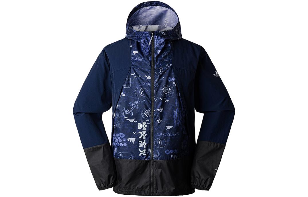 TNF Urban Exploration Blue Printed Waterproof Windbreaker Jacket Men NF0A7ZXU-OVR