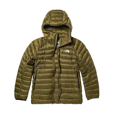 TNF Urban Exploration Green Logo Print Hooded Down Jacket Men NF0A7UT8-37U